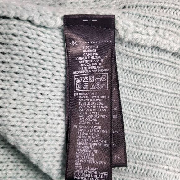 Forever 21 Mint Green Knit Pullover Sweater Women’s Small Long Sleeve - Picture 6 of 7